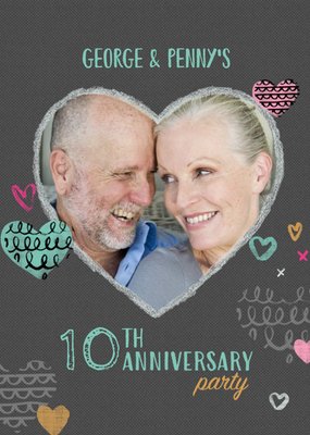 Multi-Heart Personalised 10Th Anniversary Party Invitation