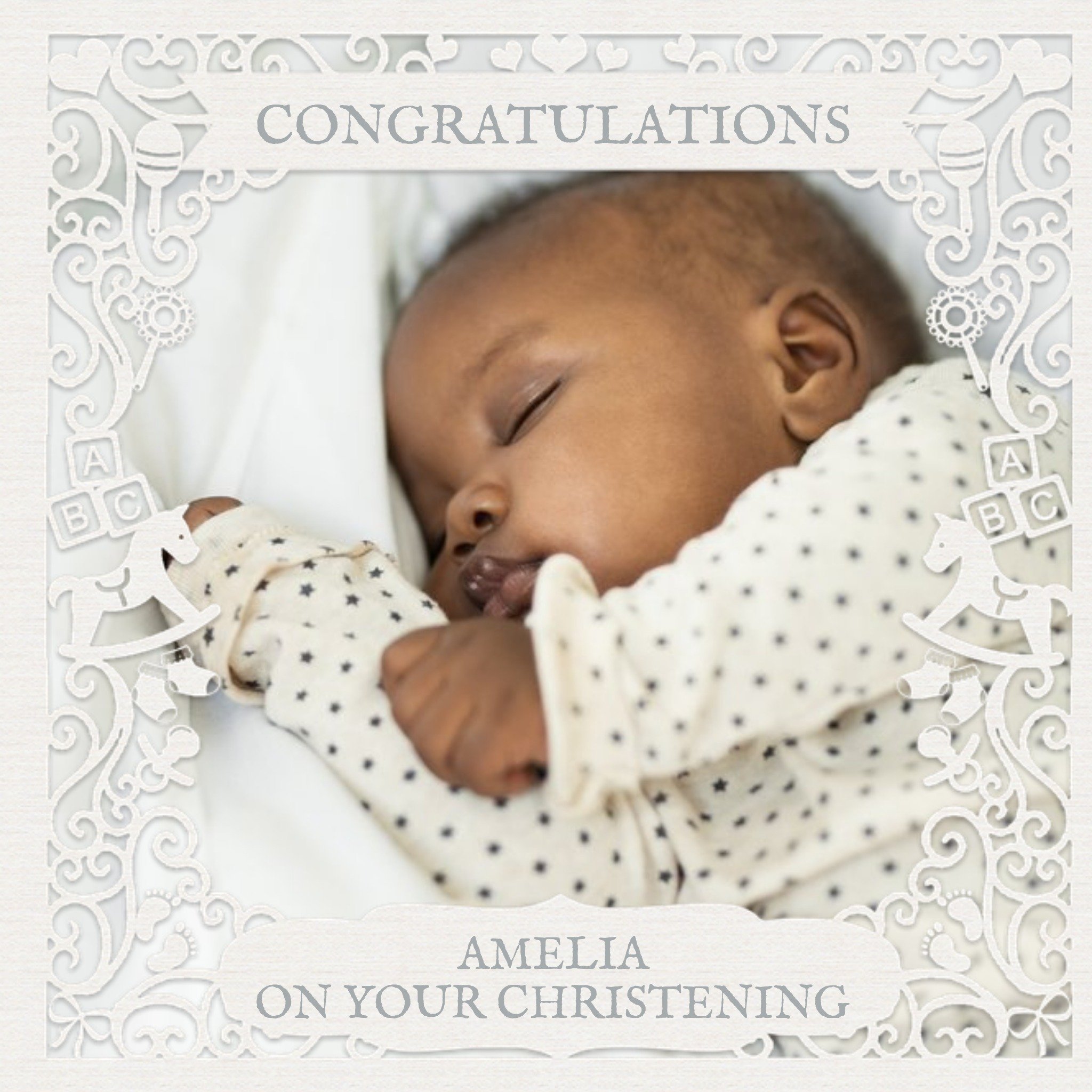 Moonpig Paper Frames Photo Upload Congratulations On Your Christening Card