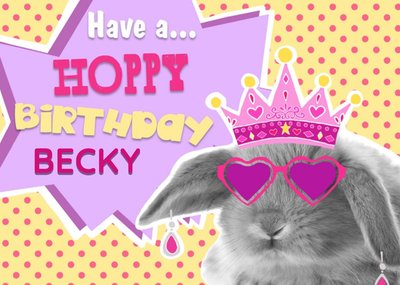 Pop Art Bunny Have A Hoppy Birthday Card