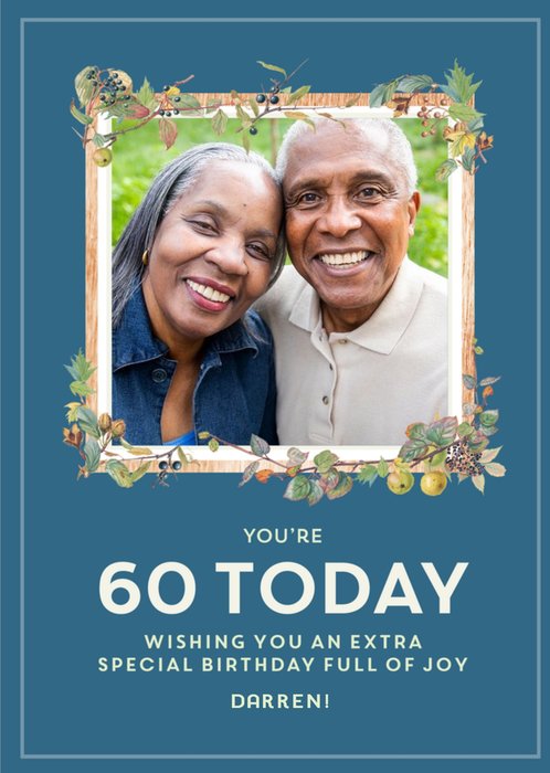 Stylish Minimal 60th Birthday Photo Upload Card