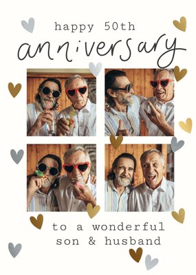 Son And Husband Photo Upload 50th Anniversary Card