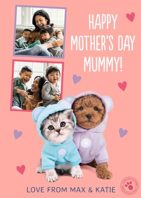Studio Pets Happy Mother's Day Kitten and Puppy Photo Upload Card
