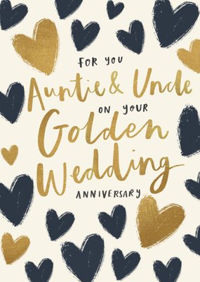 Auntie And Uncle Golden Wedding Anniversary Illustrated Card