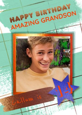 Amazing Grandson Photo Upload Birthday Card