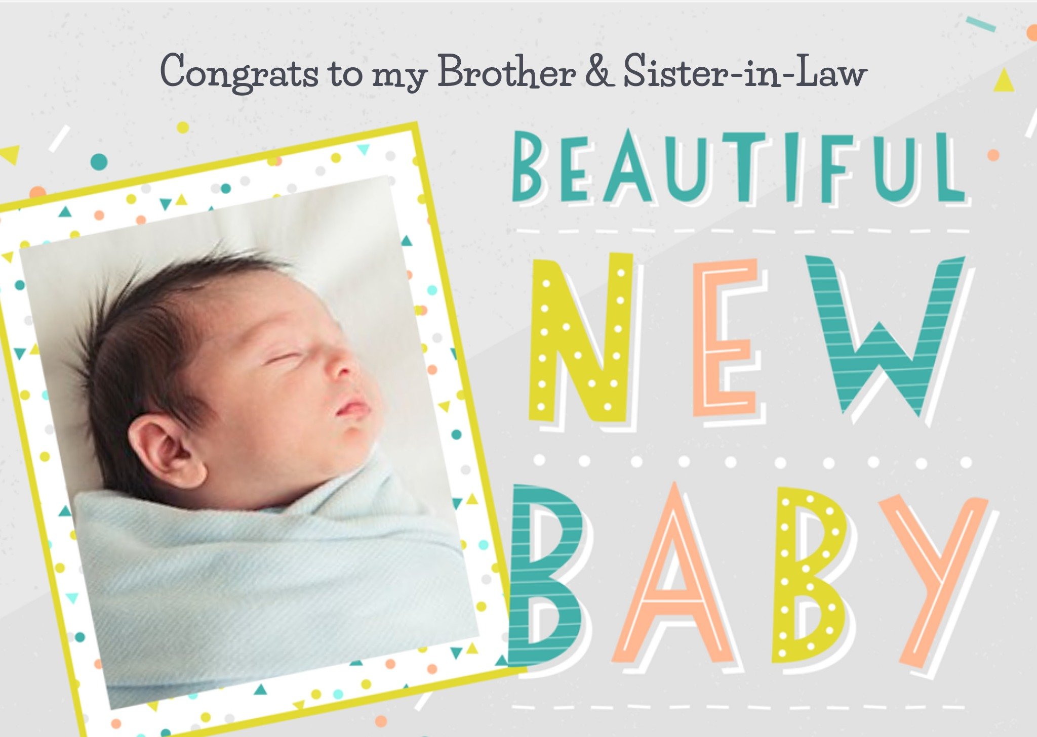 Moonpig Sorcha Faulkner Illustrated New Baby Typographic Photo Upload Card