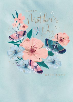 Handpainted Butterflies And Flowers Happy Mother's Day With Love Card
