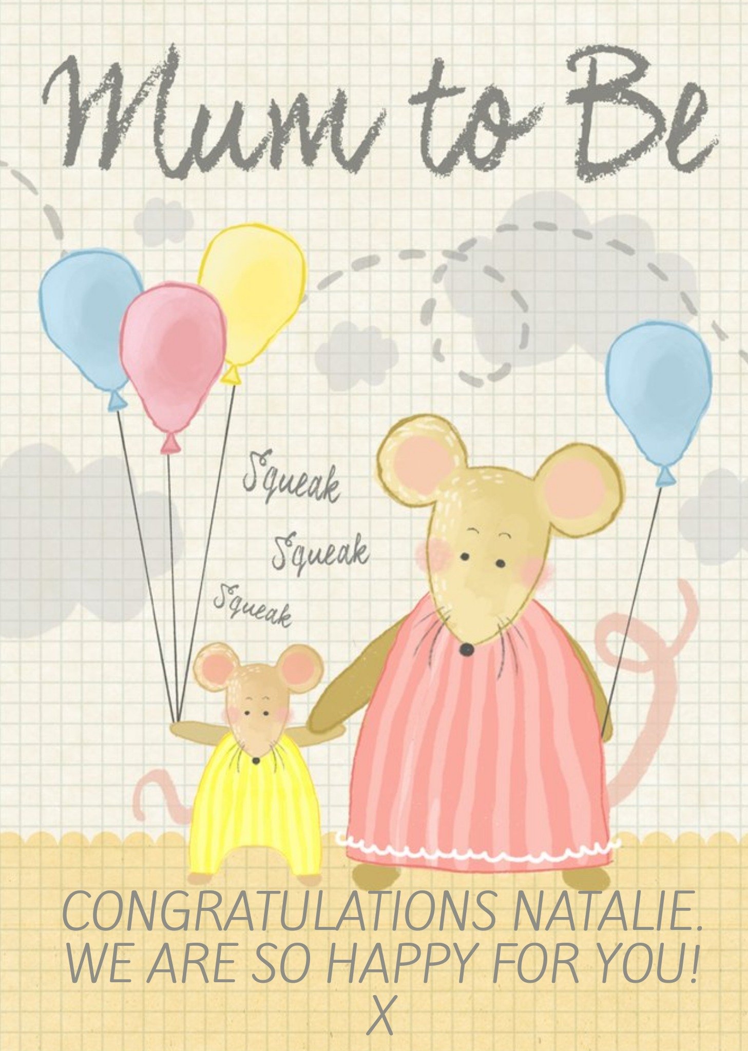 Moonpig Squeak Squeak Mum And Baby Mouse Personalised Mum To Be Card