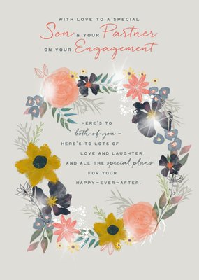 Son & Partner On Your Engagement Illustrated Card