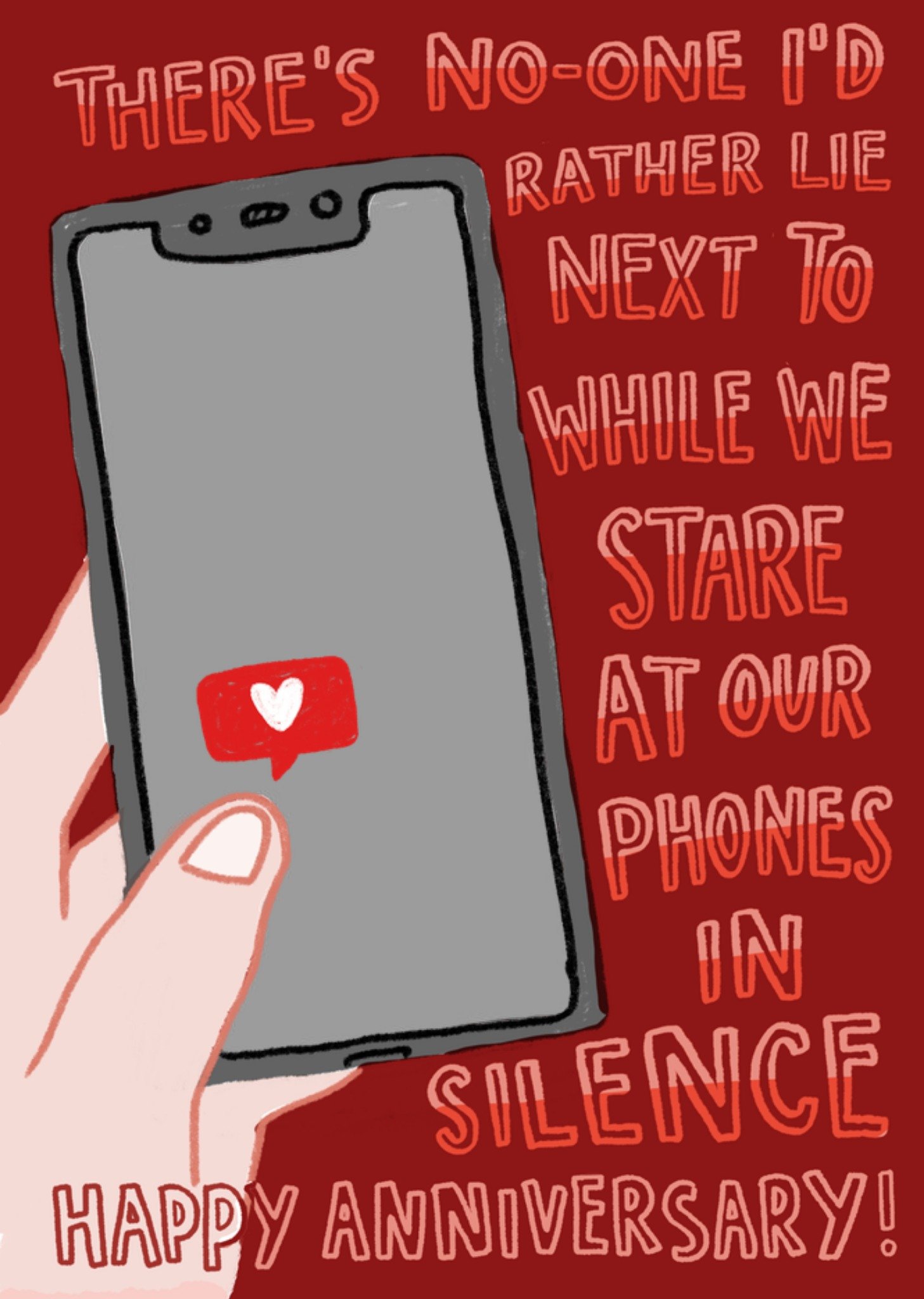 Moonpig Stare At Our Phones In Silence Optional Photo Upload Anniversary Card