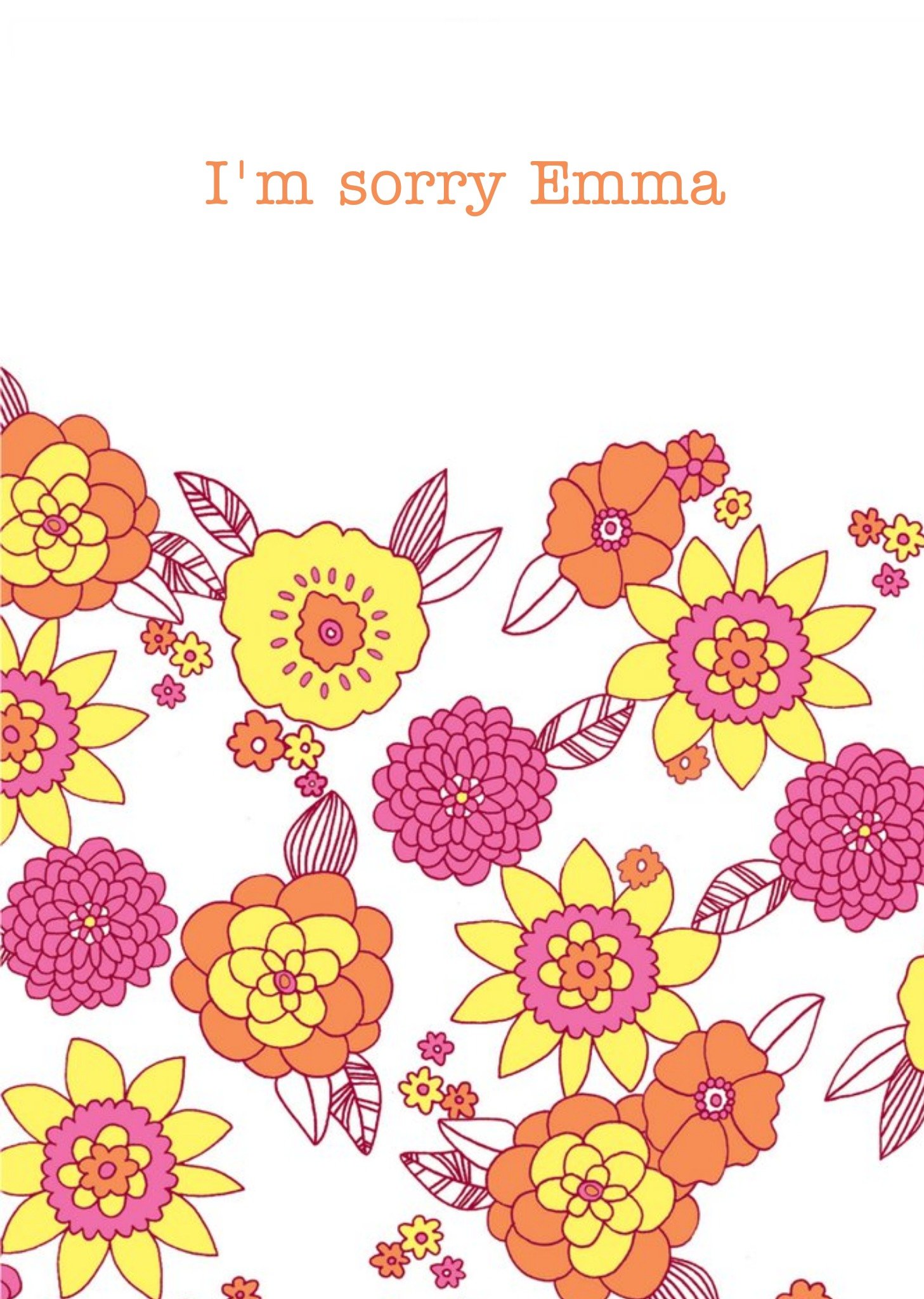 Moonpig Bright Flower Illustration I'm Sorry Card Ecard