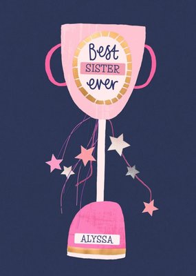 Female birthday card - best sister - trophy