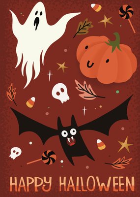 Happy Halloween Cute Spooky Characters Card