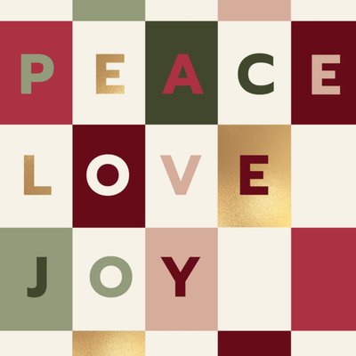 Peace Love Joy Colour Block Christmas Card