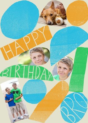 Abstract Shapes Happy Birthday Bro Photo Upload Card