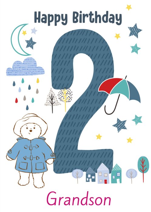 Paddington Bear Grandson 2nd Birthday Card