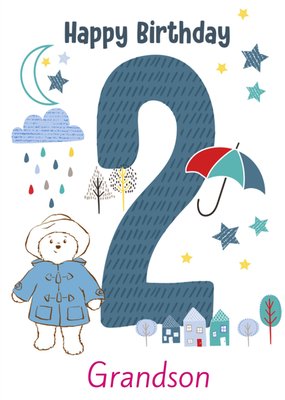 Paddington Bear Grandson 2nd Birthday Card