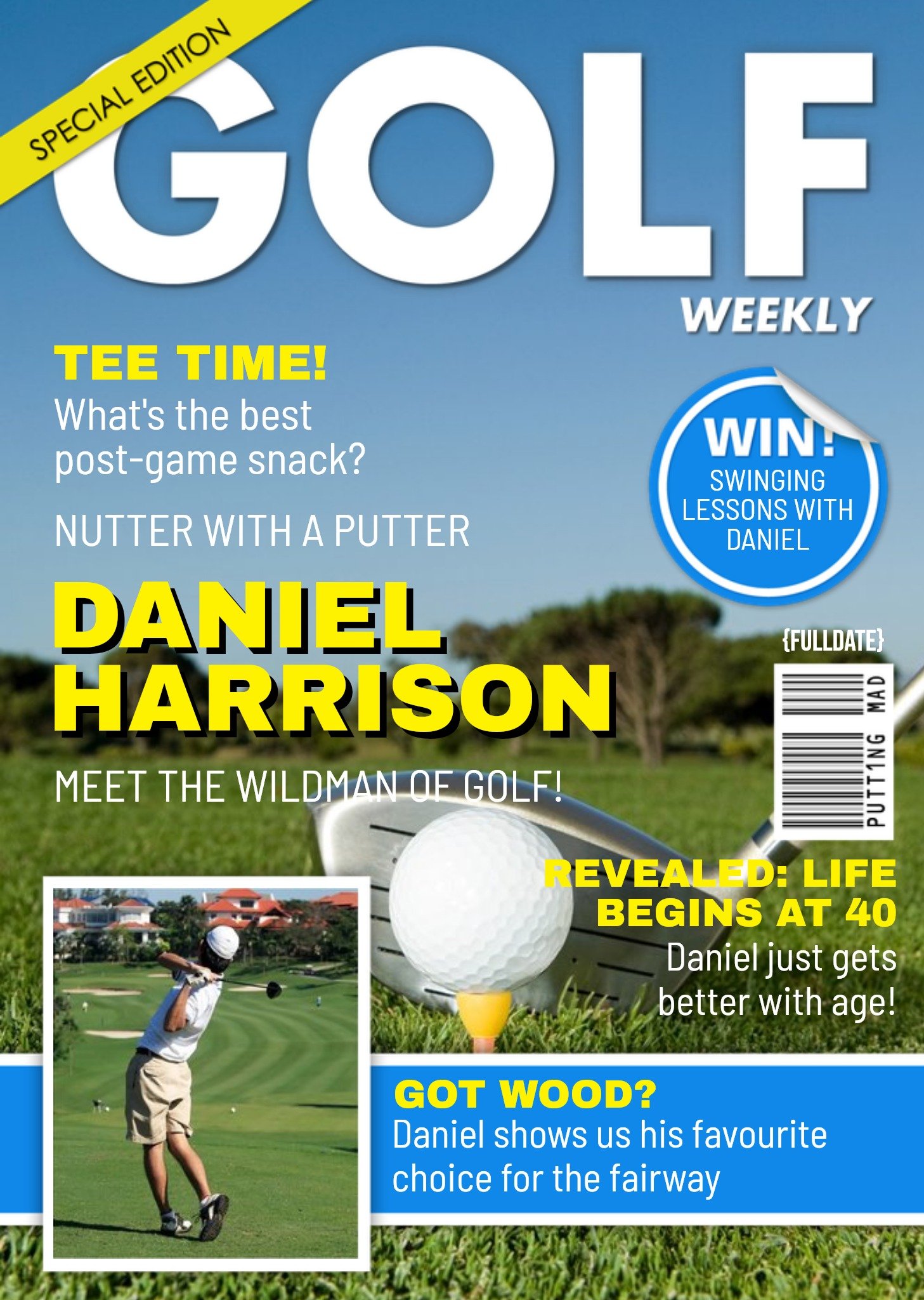 Moonpig Golf Weekly Special Edition Spoof Magazine Happy Birthday Card