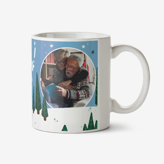 Sweet Festive Merry Christmas Nan And Grandad Illustrated Snowpeople Personalised Christmas Mug