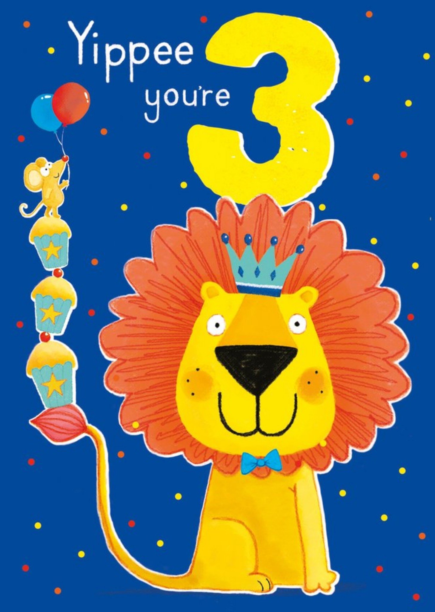 Moonpig Yippee You're 3 Lion And Mouse Birthday Card