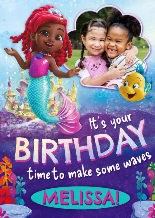 Disney Junior Ariel Make Some Waves Photo Upload Birthday Card