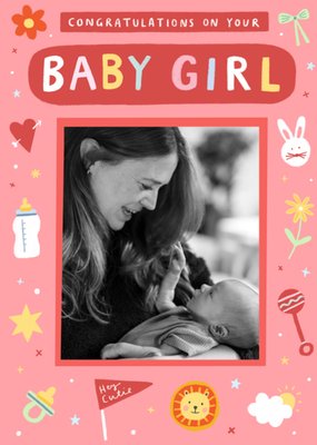 Congratulations On Your Baby Girl Photo Upload Card