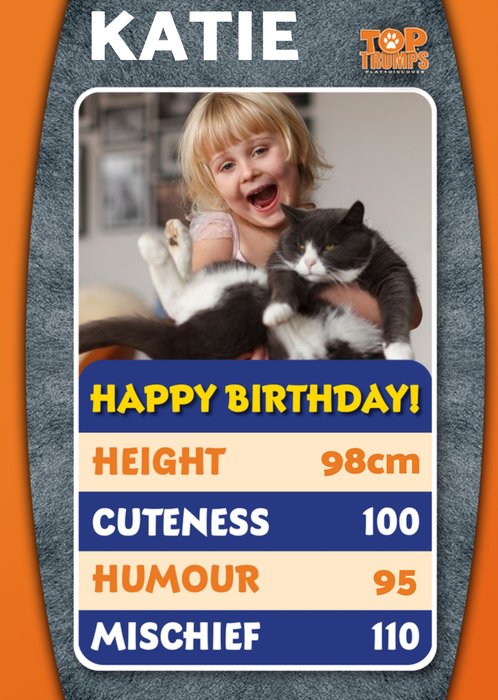 Top Trumps Cat Facts Photo Upload Birthday Card