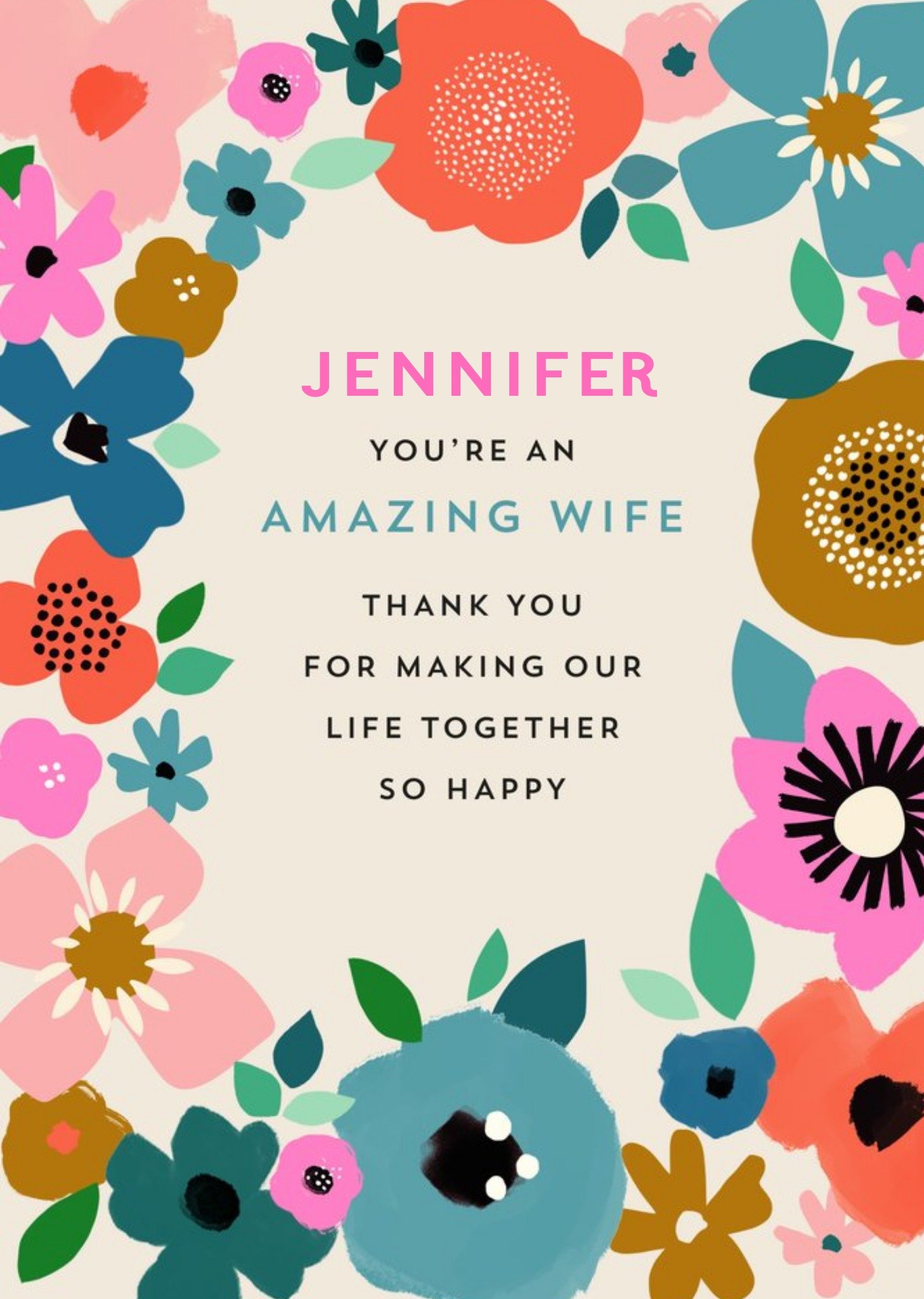 Moonpig Floral Illustrated You're An Amazing Wife Birthday Card