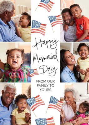Share A Little Happy Memorial Day American Flags Photo Upload Card 