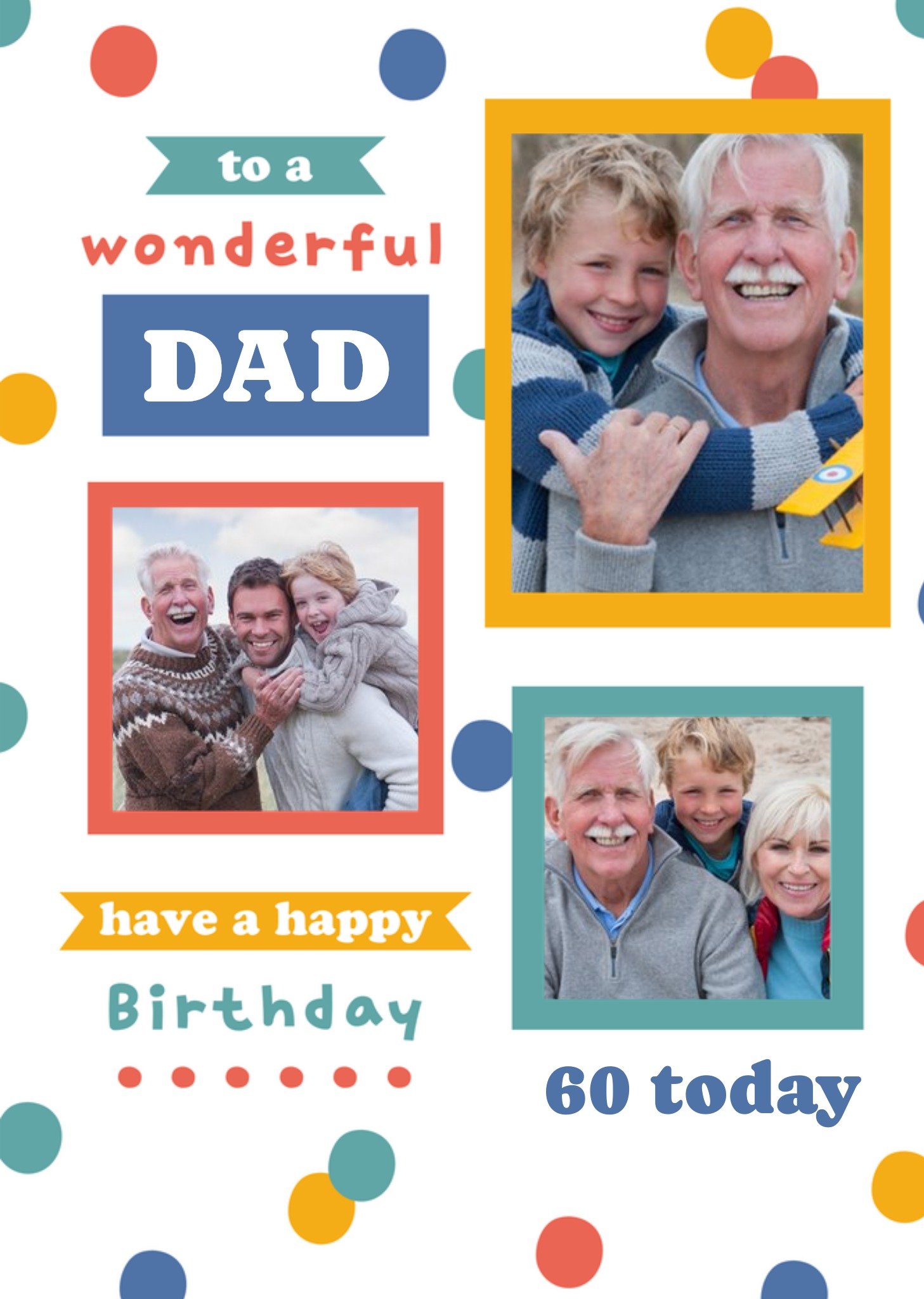 Other Polka Dot Banners Wonderful Dad 60th Birthday Photo Upload Card