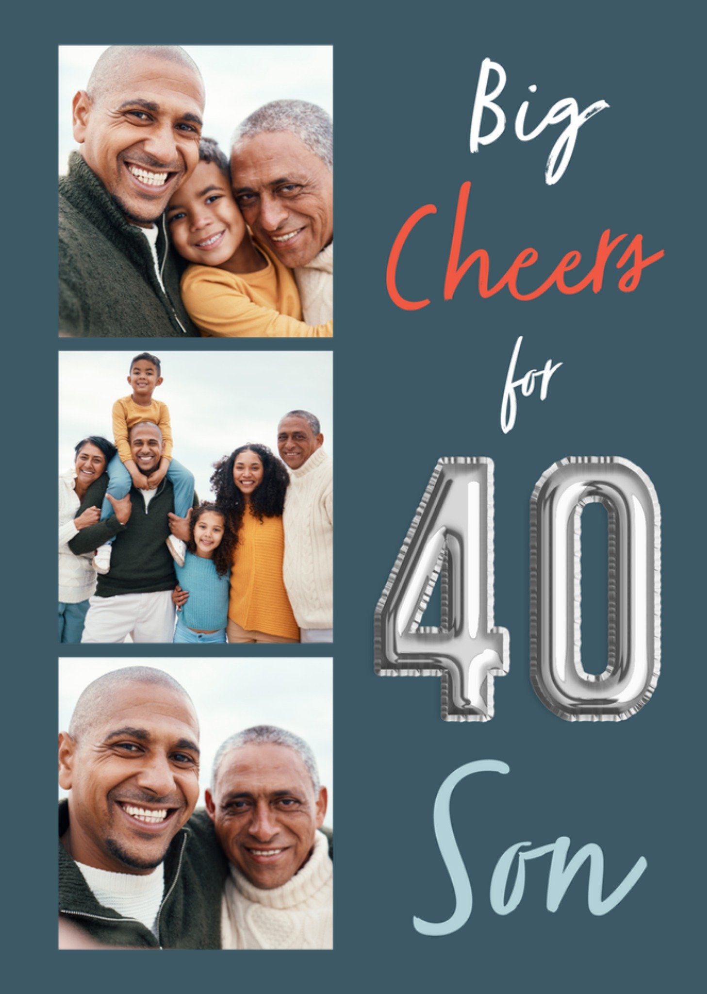 Moonpig Big Cheers For 40 Son Balloon Numbers Photo Upload Birthday Card