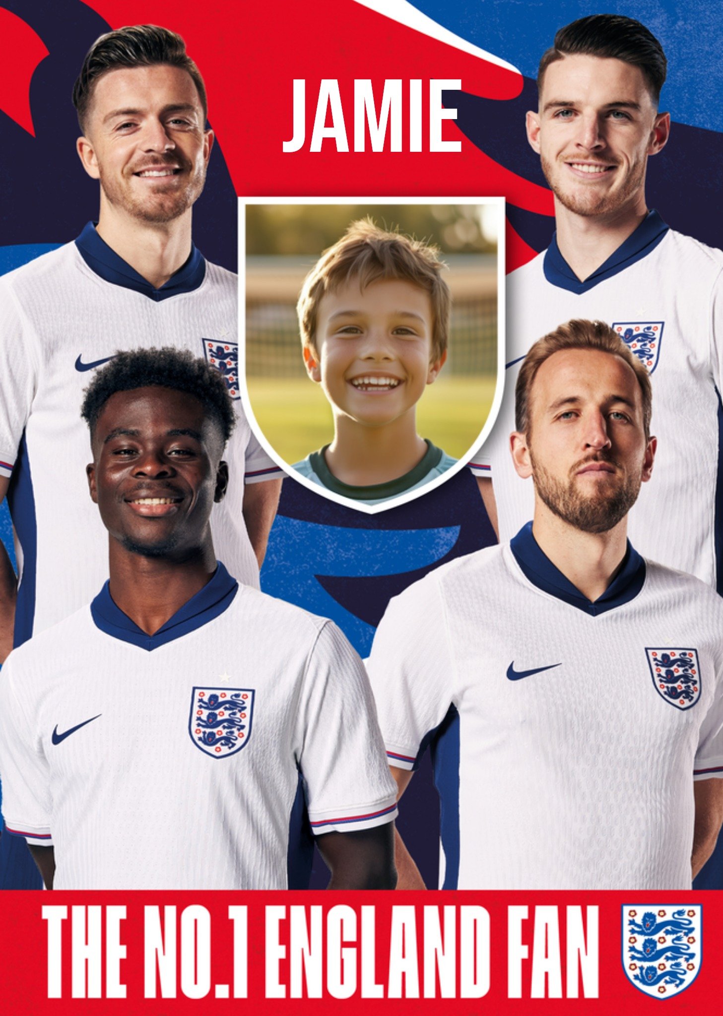 Moonpig Danilo England Three Lions Crest And Players 18 Today Birthday Card