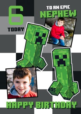 Minecraft Creepers Nephew Photo Upload Birthday Card