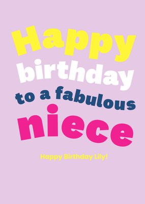 Vibrant Fabulous Niece Wave Effect Typography Birthday Card