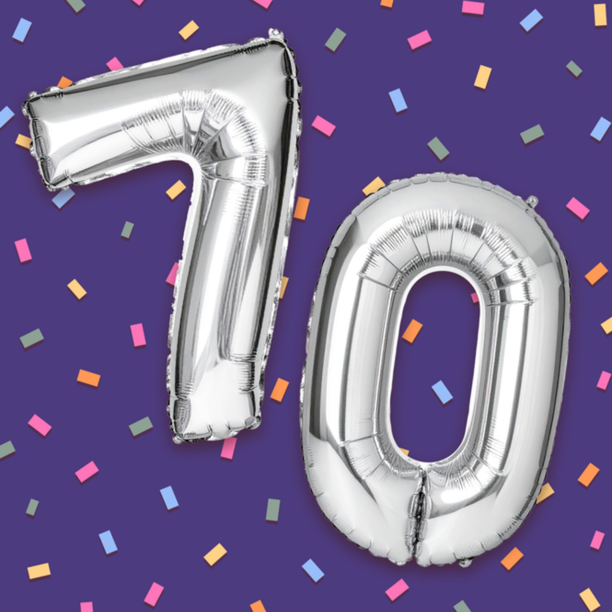 Moonpig 70 Balloon Confetti Typography Card