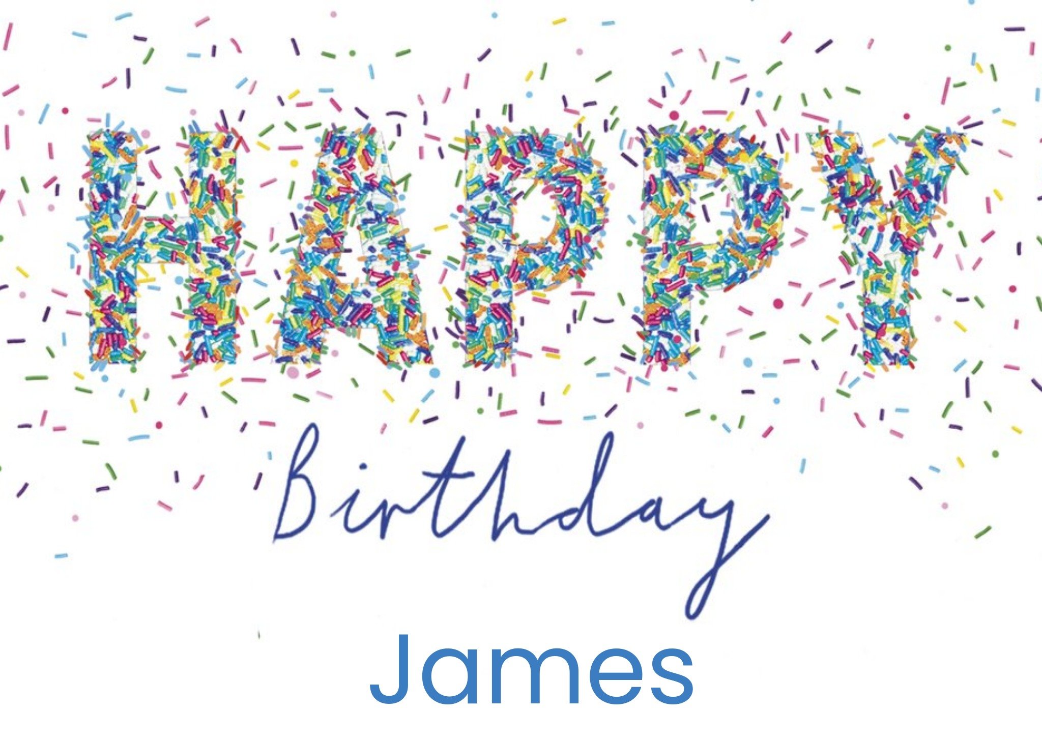 Moonpig Colourful Confetti Typography On A White Background Birthday Card