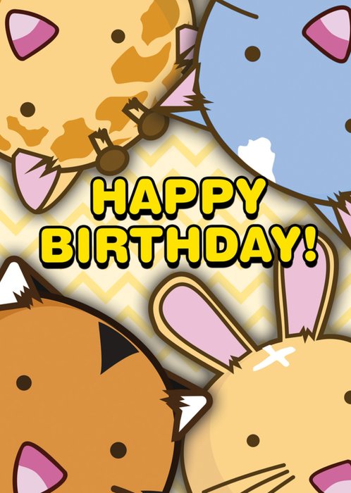 Fuzzballs Illustrated Cartoon Characters Happy Birthday Card