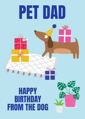 Illustrated Sausage Dog Editable Text Male Female Birthday Card