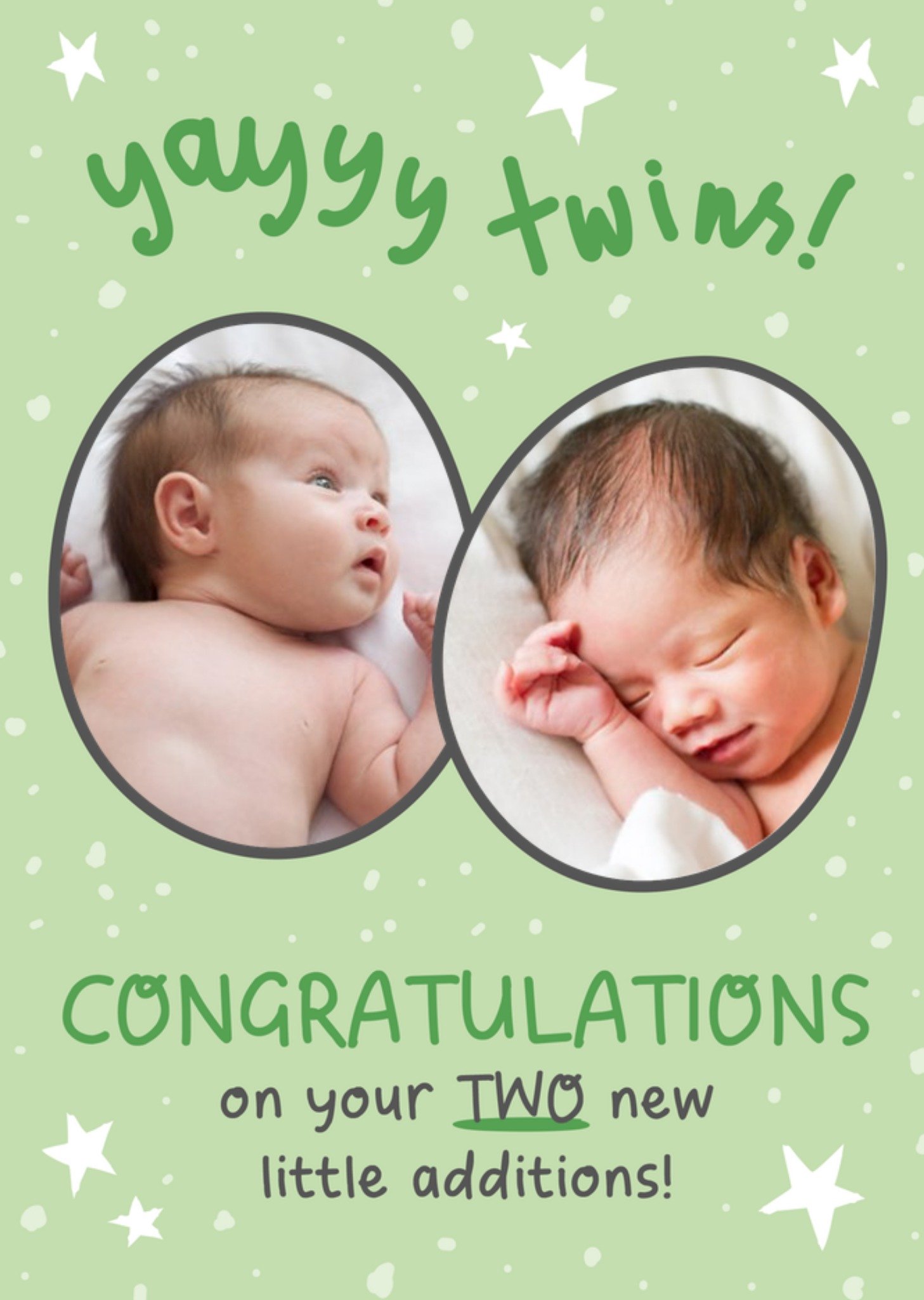 Moonpig Yay Twins Photo Upload Congratulations Card
