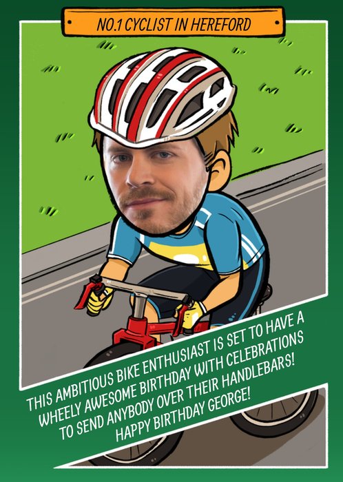 Birthday Card - Face In The Hole - Male - Photo Upload - Sport - Cycling