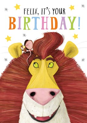 Lion And Mouse Illustrated It's Your Birthday Card