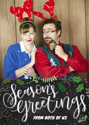 Seasons Greetings From The Both Of Us Photo Christmas Card