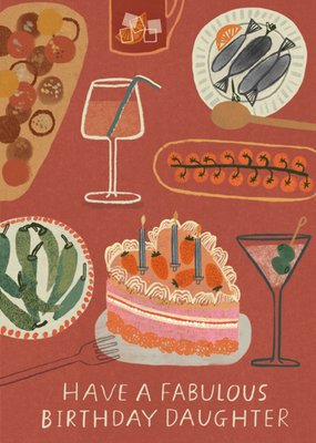 Illustrated Tapas And Cocktails Daughter Birthday Card