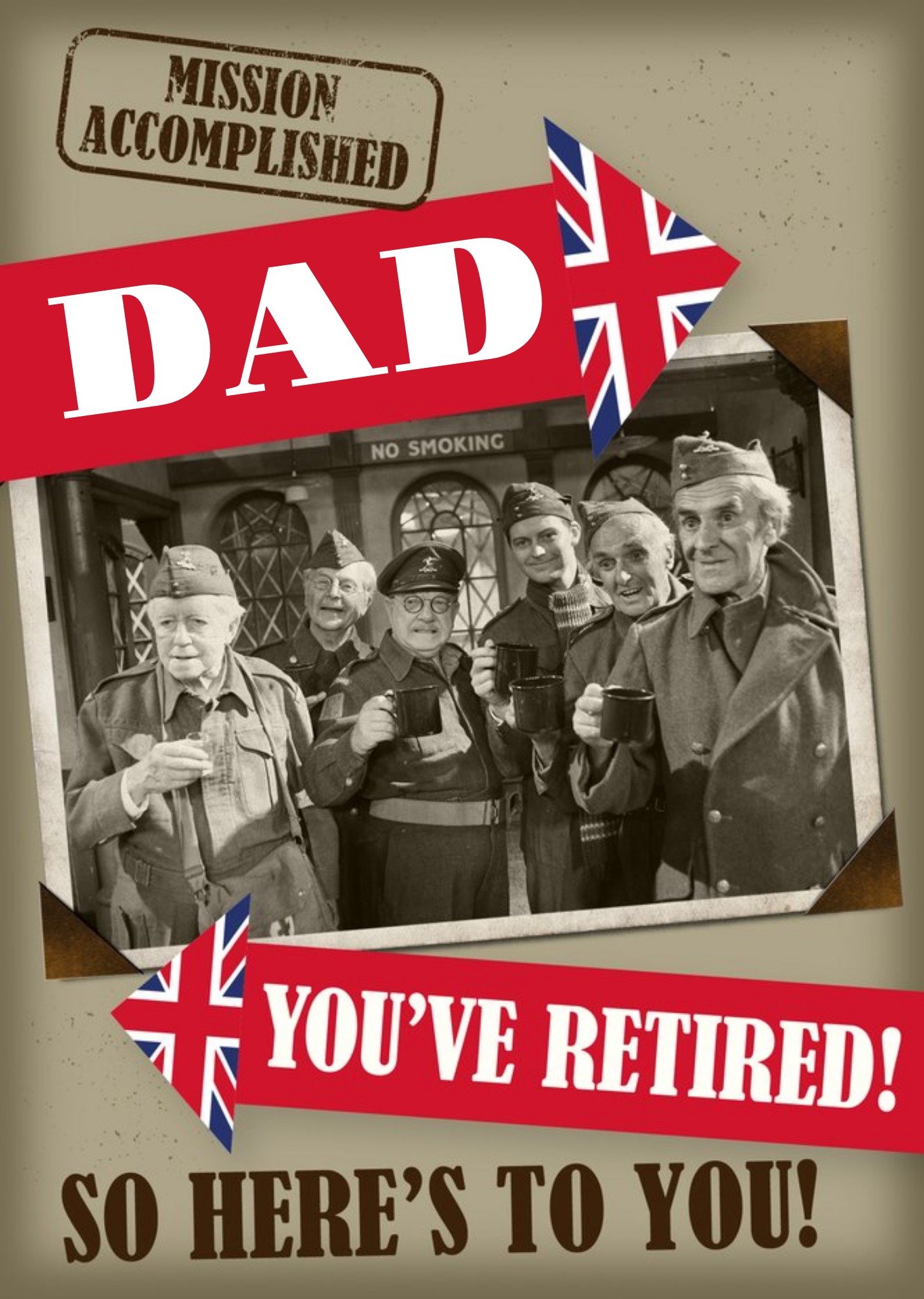 Moonpig Retro Humour Dad's Army Photo Upload Retirement Card