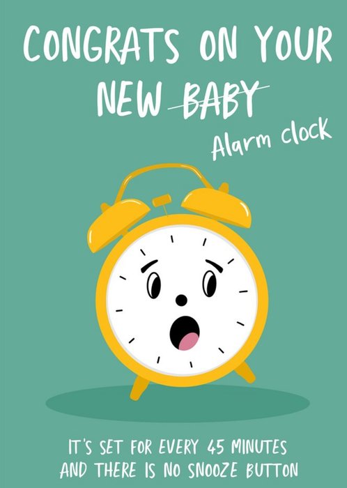 Gabi & Gaby Funny Illustrated Alarm Clock New Baby Card