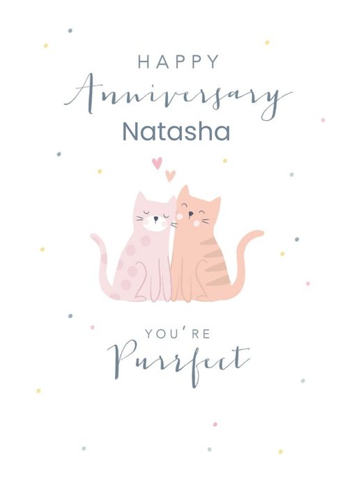 Cute Cat Polka Dot Anniversary Card