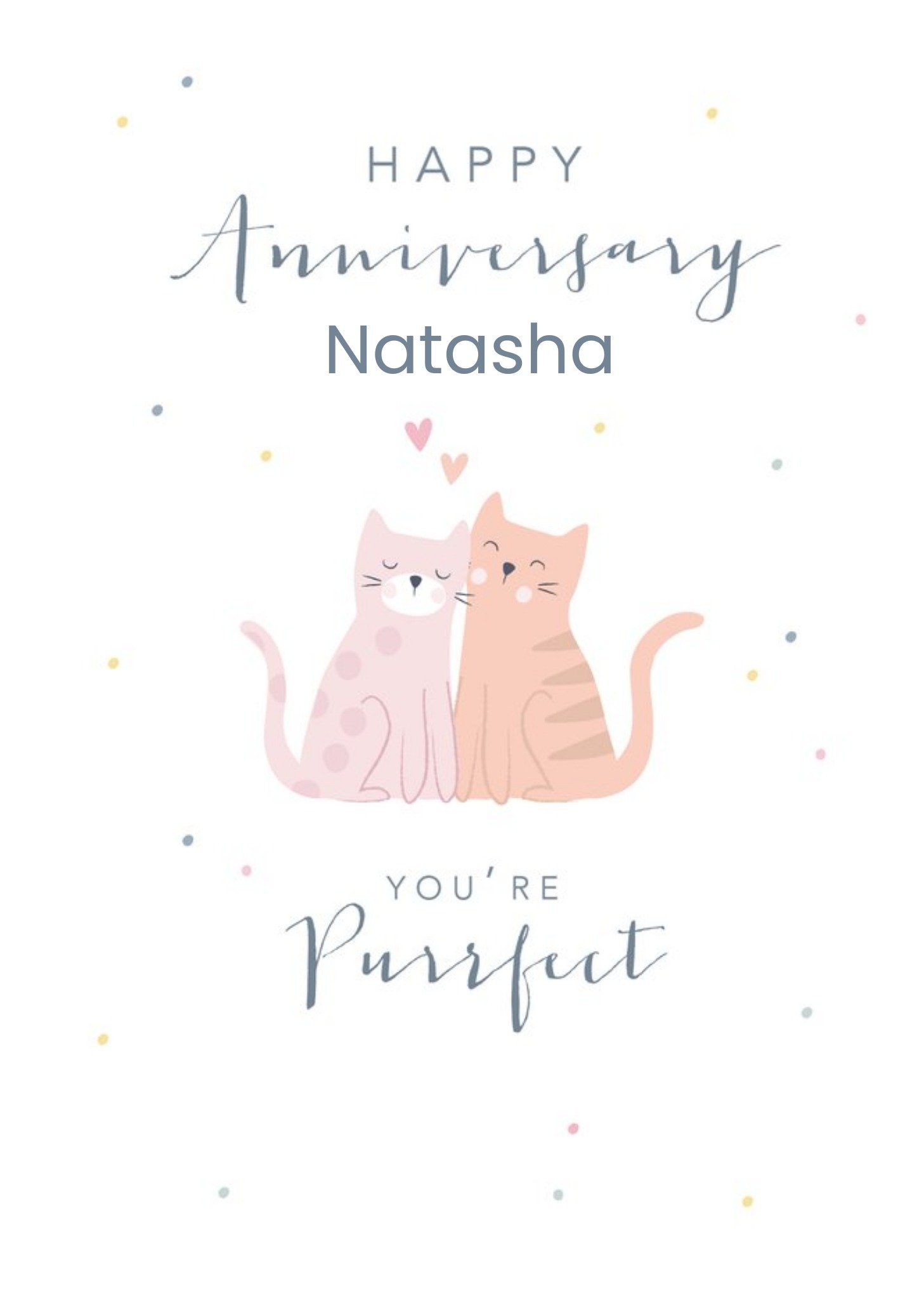 Moonpig Cute Cat Polka Dot Anniversary Card