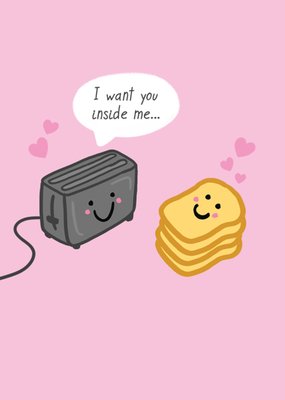 Toaster And Toast Illustrated Valentine's Day Card