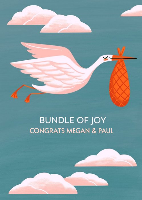 Conor Merriman Illustrated Stork Parents Mum To Be Cute Card