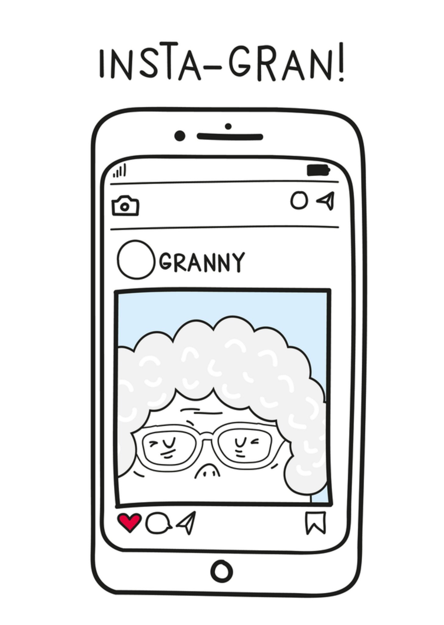 Scribbler Granny Instagran Humorous Illustrated Birthday Card