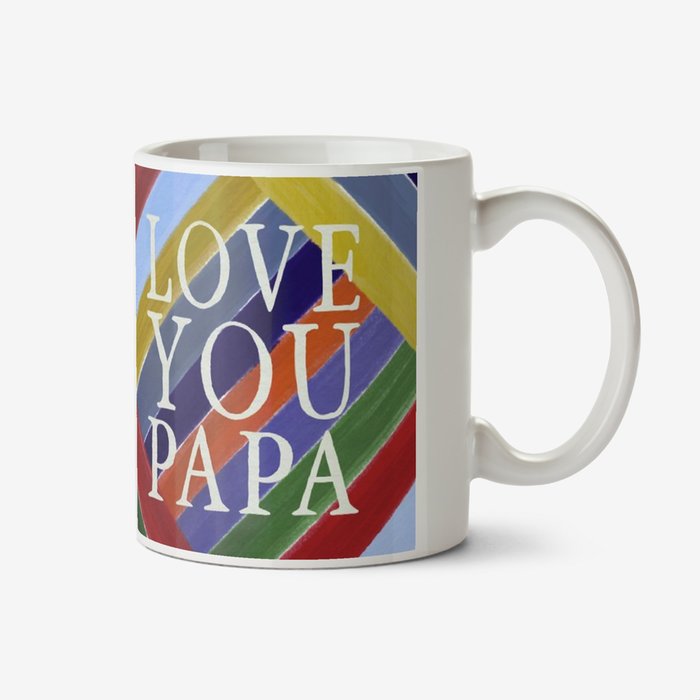 Handpainted Multicoloured Striped Love You Papa Mug